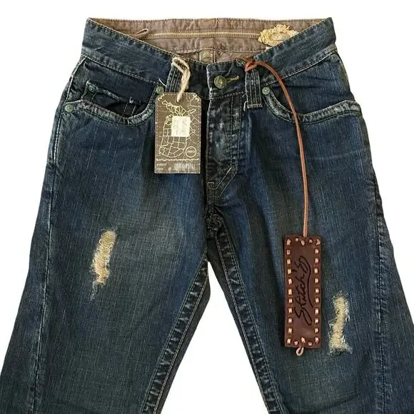 Stitch's Y2K Nebraska Flare Wide Leg Button Fly Buffalo Nickel Jeans Size 28 NWT - Picture 3 of 9